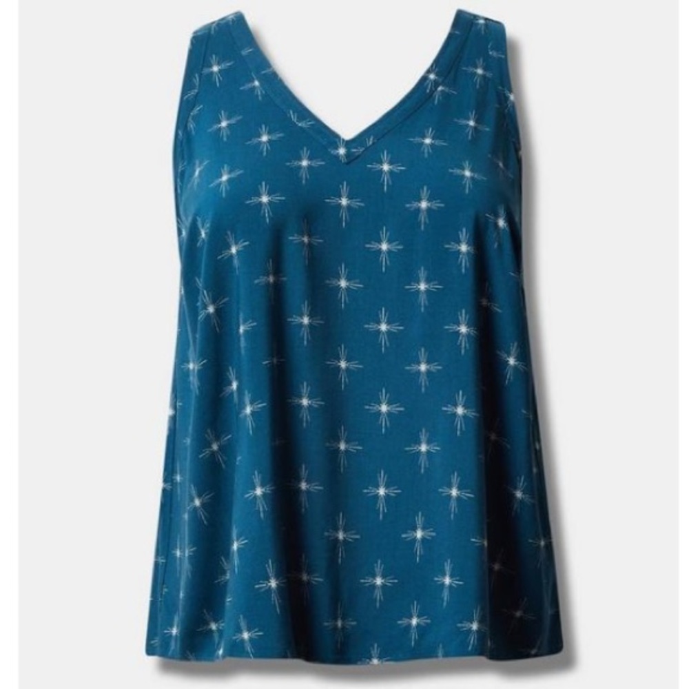 Torrid Challis Stitch Detail Blue Top 4X